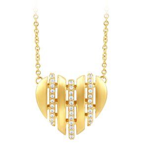 .16ct G SI 14kt Yellow Gold Diamond Heart Shape Pendant Necklace 18" long